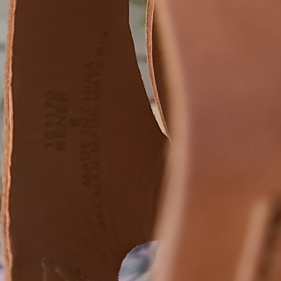 MICHAEL Cognac Strappy Leather& Cork Wedge Sandal sz 8/ IZZY & ALI Straw handbag - Picture 5 of 13